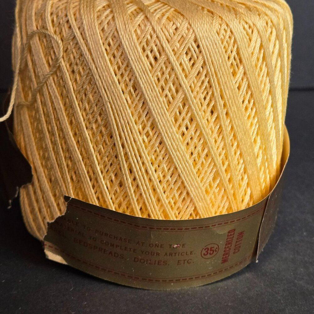 Vintage J&P Coats Knit-Cro-Sheen Crochet Thread Boilfast 175 Yards Yellow Cotton - Picture 3 of 6